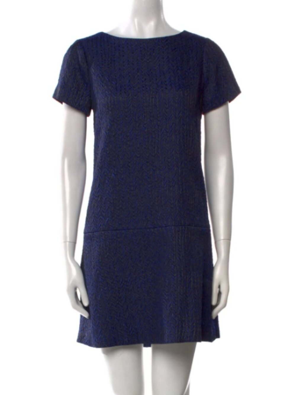 Alice & Olivia Dress Womens S Blue Black Sheath SS Textured Lined Office Career